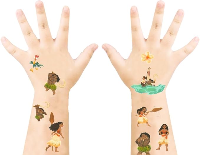 Disney Moana Tattoo Set - 50 Assorted Temporary Tattoos Bundle | Disney Party Supplies for Kids