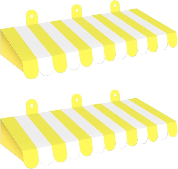 2 Piece Circus Awning Decoration 3D Carnival Tent Awning Wall Decorations for Circus Theme Party, Carnival Stand, Party Favors Supplies (Yellow and White)