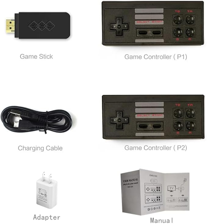 Extreme Mini Retro Game Box with 2 Wireless Controllers, Plug and Play TV Gaming System, Nostalgia Gift for Family Game Night, Ideal for Teens and Adults