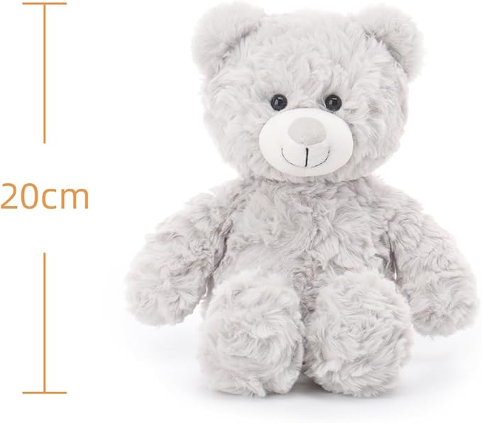 Apricot Lamb Light Gray Flower Bear Stuffed Animals for Kids, Soft Cute Plush Toys for Baby Girl and Boy, 7.9 Inches