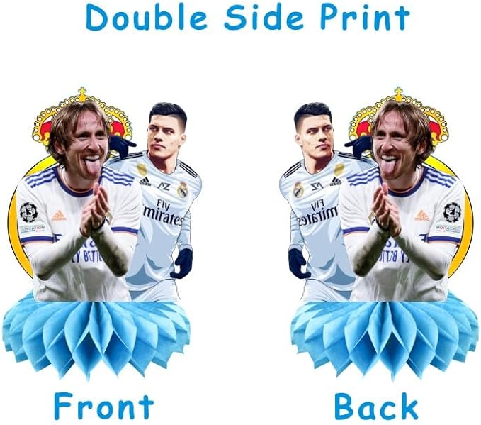 8Pcs Madrid Football Honeycomb Table Centerpiece Soccer Birthday Party Supplies Table Decorations for Kids Party Decorations