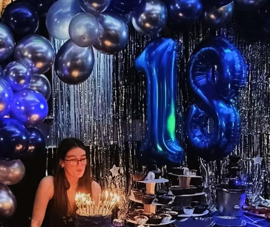Night Blue Number 1 Balloon 40 inch, Number 1 Birthday Balloon for Boy Girl, Night Blue Foil One for 1st 10 11 12 16 18 Birthday Party, Anniversary Celebration Number Balloons Decorations