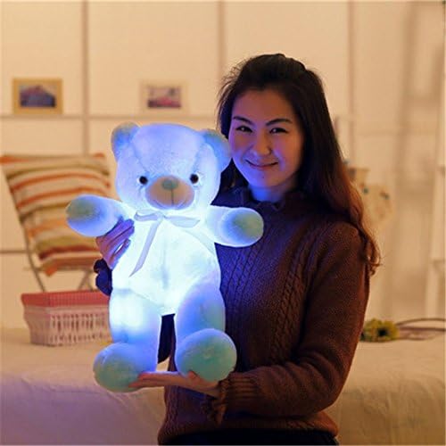 Creative Light Up LED Inductive Teddy Bear Stuffed Animals Plush Toy Colorful Glowing Teddy Bear, 20- Inch(Blue)