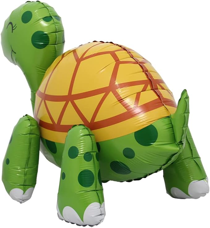4D Walking Balloons Animal Foil Balloon Lion Panda Alpaca Turtle Cow Horse hippo leopard Ballon Jungle Forest Zoo Theme Baby Shower Birthday Party Supplies (4D Turtle)