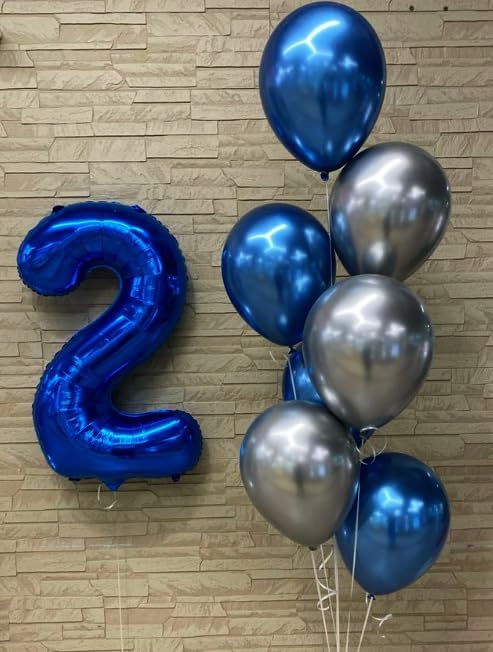 Night Blue 40 Inch Big Number Balloon Birthday Decoration, Number 2 Helium Balloon 12 20 22 23 24 26 2025 New Years Celebration, Boy Girl Baby Anniversary Party Graduations Supplies Decorations