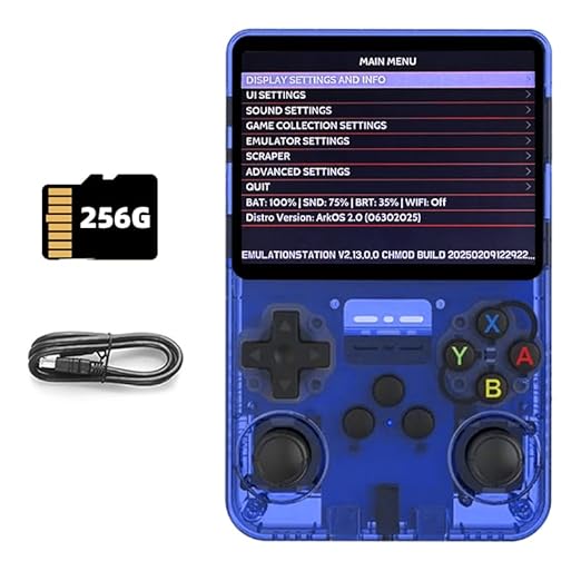 VILCORN 256G R36S Retro Handheld Game Console 50+Simulators 3.5 Inch Screen Portable Gaming Handheld Player Support Arkos Linxu System & One-Click Boost (blue)
