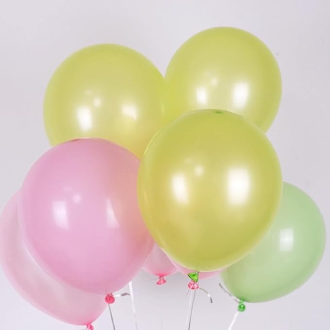 Maca Pink Metallic Pearl Balloons - 12 Inch Sage Green Pink Latex Balloons for Girls Jungle Birthday Baby Shower Wedding Party Decoration