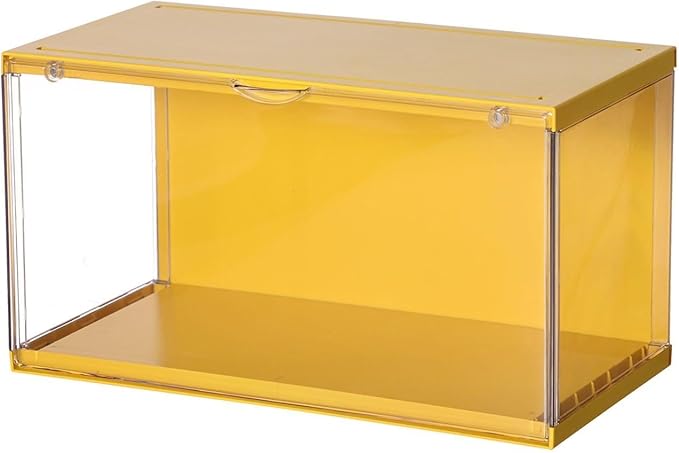 Clear Display Cases for Collectibles - Dustproof Display Cabinet with Removable Backdrop, DIY Scene Setup for Action Figures & Model Collections (Yellow)
