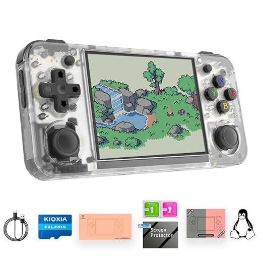 RG35XX H Retro Handheld Game Console Linux System 3.5''IPS Screen Built-in 64G TF Card with 3545+ Preinstalled Games RG 35XXH Portable Gaming Console RG35XXH Support 5G WiFi Bluetooth HDMI White