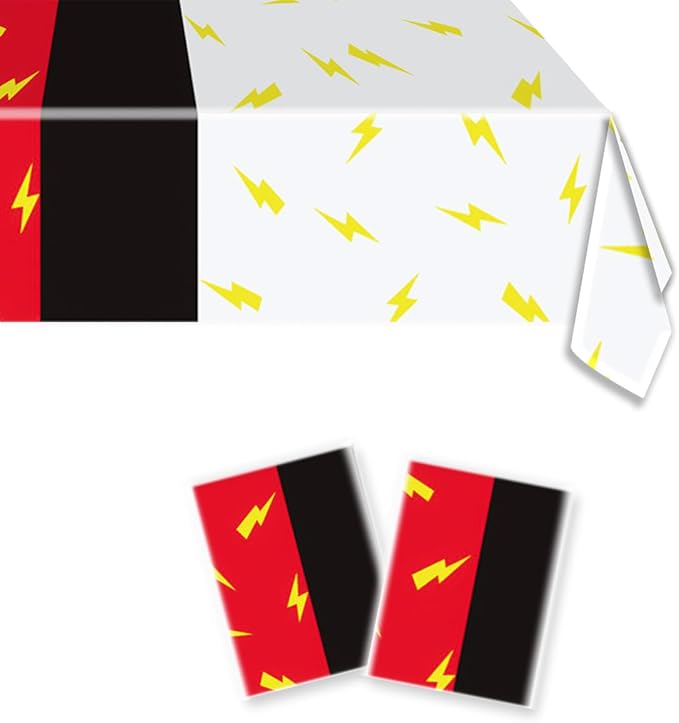 2Pcs Cartoon Animation Party Tablecloths 70.8×42.5 inch Red and White Tablecloths Table Decorations Party Supplies (White)