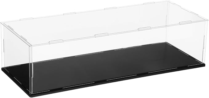 uxcell Acrylic Clear Display Case for Collectibles Self-Assemble Display Clear Boxes with Black Base Dustproof Countertop Storage Box for Collectibles Action Figure, 15.7 x 5.9 x 3.9 Inch