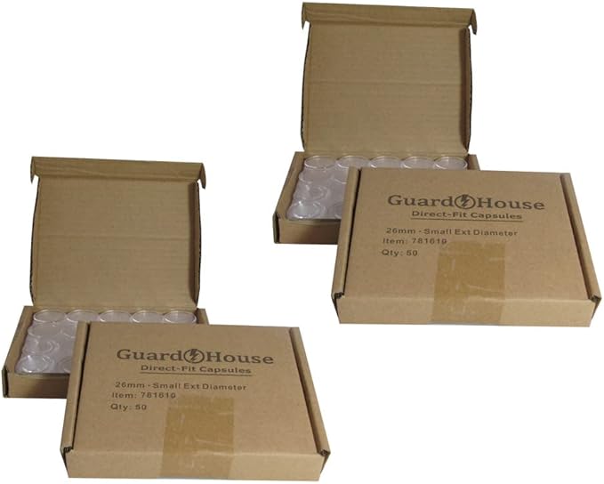 Guardhouse 26mm Direct Fit Coin Capsule for US Small Dollar and Other Similar Sized Coins Pack of 100