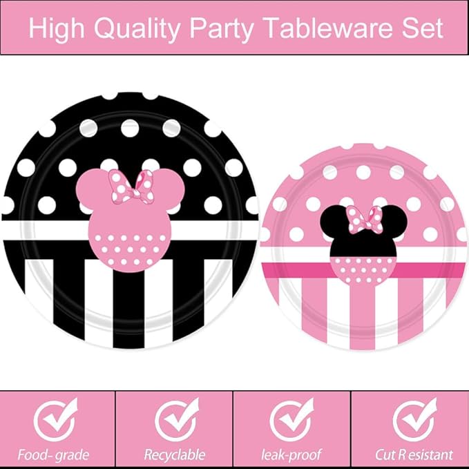 80 Pcs Pink Happy Birthday Party Tableware Oh Twodles Paper Plates Napkins Forks for Girls 1st 2nd 3rd 4th 5th Birthday Party Supplies Decorations