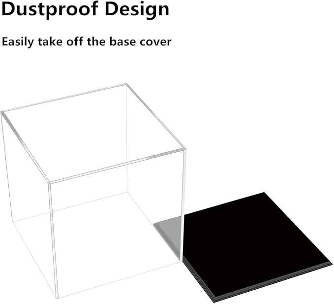 Cliselda Acrylic Display Case with Black Base 6x6x6 inch, Clear Square Acrylic Box Cube Small Storage Containers, Fully Assembled Dustproof Plastic Display Box for Collectibles Action Figures