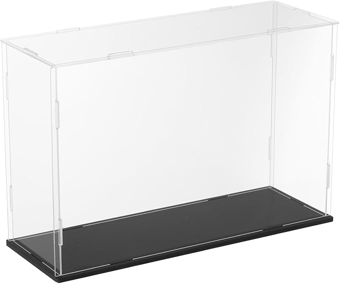 uxcell Acrylic Clear Display Case for Collectibles Self-Assemble Display Boxes with Black Base Dustproof Countertop Storage Box for Collectibles Action Figures, 11.8 x 3.9 x 7.9 Inch