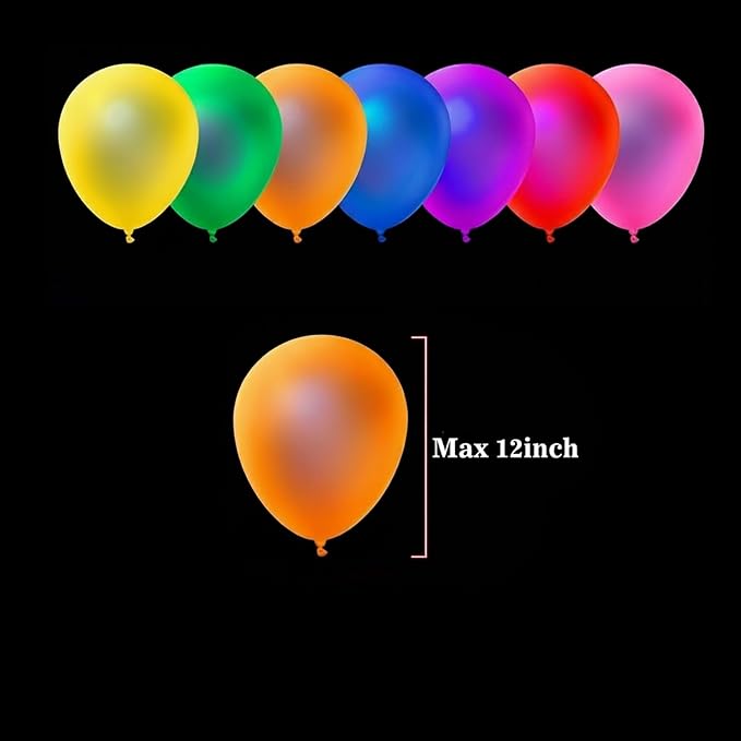 100 Pcs 12 Inch Thick UV Neon Balloons, Glow Party Balloons UV Black Light Balloons Glow in the Dark for Birthday Decorations Wedding Party Supplies, Blacklight Reactive Fluorescent Latex Balloons