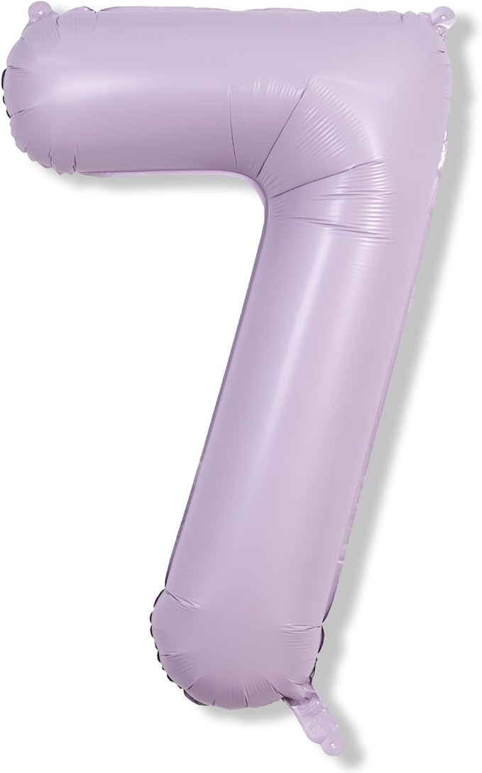 40 Inch Balloon Number 7 Pastel Purple, Large Mylar Foil Light Purple Number Seven Balloons Set for Girls Women, Dusty Lilac Globos de Numero 7 Helium Balloons for Girls 7th Birthday Party Decorations