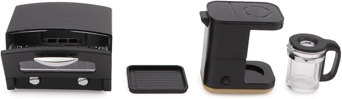 Dollhouse Miniture 1/12 Coffee Maker & Oven Set 2Pcs Miniatures Kitchen Appliances Furniture Plastic Model Coffee Machine Accessories (Black)