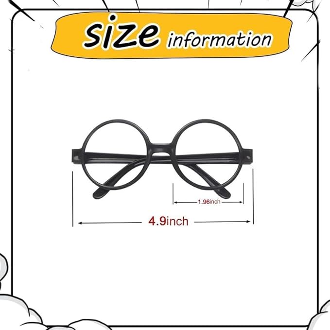 Wizard Theme Party Favors - Wand Pencils, Wizard Glasses with Round Frame No Lenses for Kid Student Magic Birthday Gift, School Party Supplies ,Halloween Decor,12pcs each