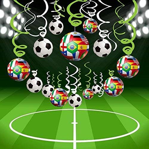 30CT Soccer Hanging Swirl for Soccer Party Supplies Theme Birthday Party Decorations