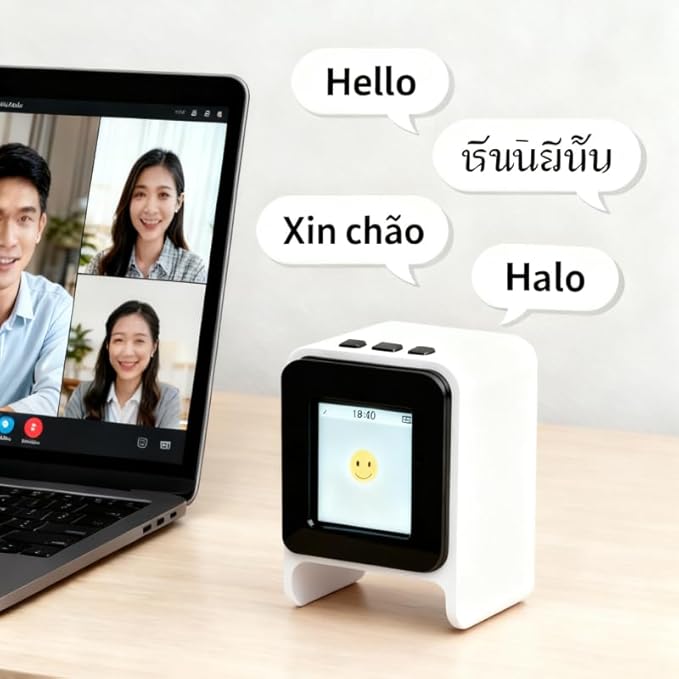 Mini AI Voice chatbot | Companion Robot,Large AI Model,1 inch Smart Color Screen,with Wi-Fi,Voice Control,Emotional Interaction,Voice cloning,Television Design,multilingual (Pink)