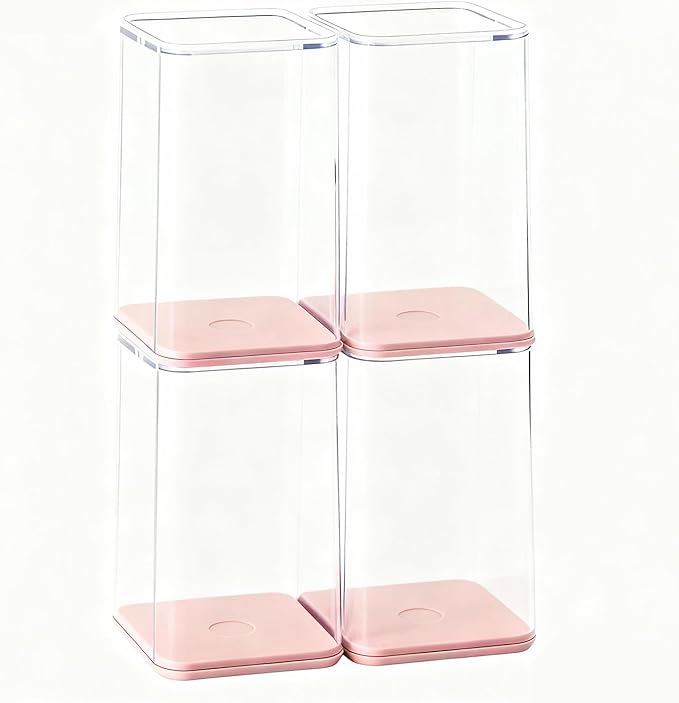 4 Pack Display Boxes Clear Small Display Case for Mini Pop Figures, Stackable Acrylic Dustproof Blind Box for Funko Pop Figures, Collectibles, Mini Toys, Vinyl Figures