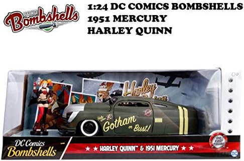 Jada DC Comics Bombshells Harley Quinn & 1951 Mercury Die-cast Car, 1: 24 Scale Vehicle & 2.75" Collectible Figurine 100% Metal