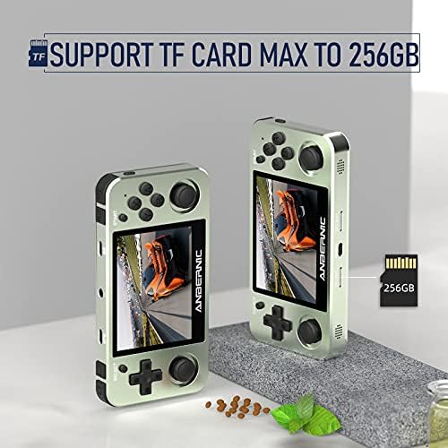 RG351MP Handheld Game Console 3.5 Inch OCA Fully Fitted Screen Open Source Linux System wit 2400 Classic Games, Support WiFi Battle and 64 TF Card Expansion Built-in 3500mAh Battery with (Green)