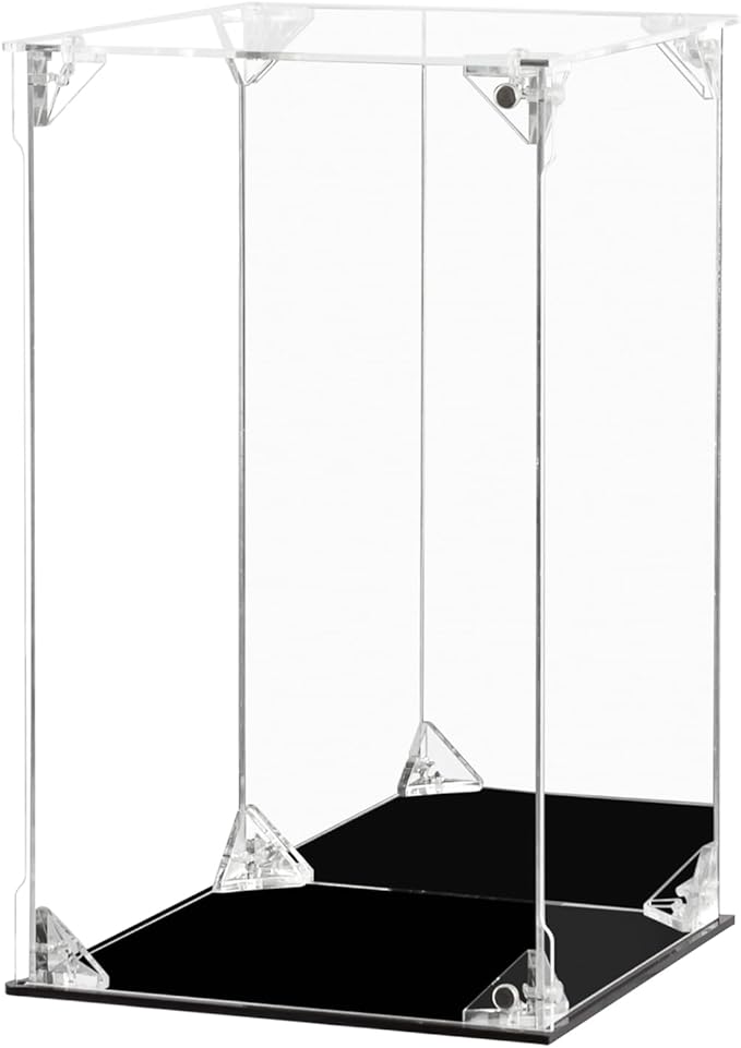 Acrylic Display Case for Collectibles Assemble Boxing Glove Display Case with Mirrored Back, Clear Acrylic Display Box Showcase for Action Figures Lego Model Doll Toys Display (8x7.3x13.8 inch)