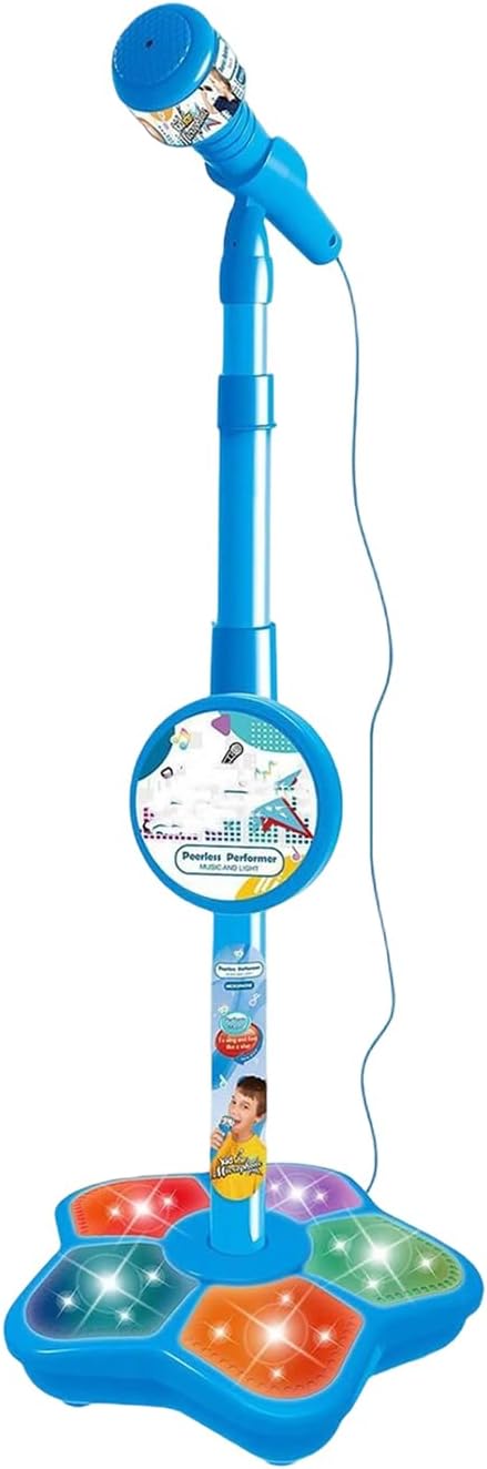 Kids Microphones Singing Portable – LED Lights, Microphone Stand Christmas Birthday, Podcast Recording Party Teen Streaming | Singing Portable LED Lights Toy,Toy Microphone with Stand for