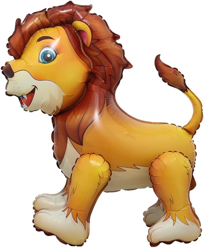 4D Walking Balloons Animal Foil Balloon Lion Panda Alpaca Ballon Jungle Forest Zoo Theme Baby Shower Birthday Party Supplies (4D Lion)