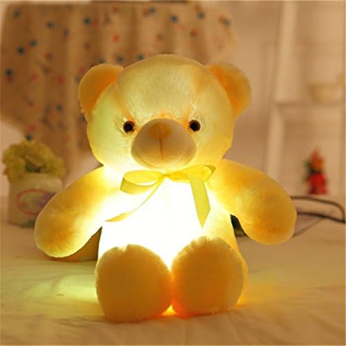 Creative Light Up LED Inductive Teddy Bear Stuffed Animals Plush Toy Colorful Glowing Teddy Bear, 20- Inch(Yellow)