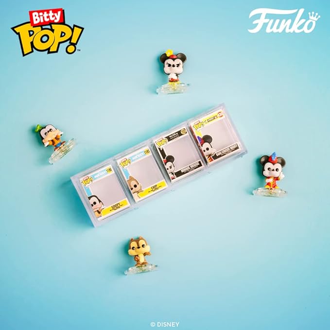 Funko Bitty POP! Disney - Minnie, 4-Pack - Minnie Mouse (red Dress), Daisy Duck, Donald Duck and A Surprise Mystery Mini Figure - 0.9 Inch (2.2 Cm) Collectable - Stackable Display Shelf Included