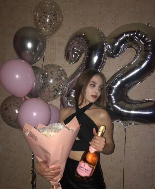 Silver 40 Inch Big Number Balloon Birthday Decoration, Number 2 Helium Balloon 12 20 22 23 24 26 2025 New Years Celebration, Boy Girl Baby Anniversary Party Graduations Supplies Decorations