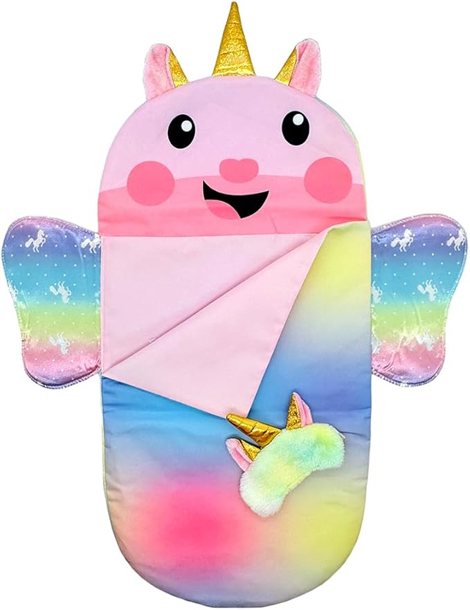 Baby Doll Sleeping Bag Toy Playset Rainbow Unicorn Doll Bedding Slumber Bed Accessories with Eye Mask Doll Unicorn Style Sleeping Bag (for 18 inch Doll)