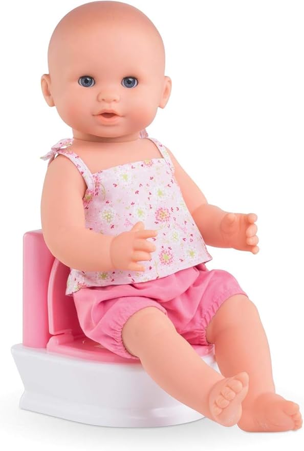 Corolle Realistic and Interactive Potty Training Doll for Girls with Flushing Toilet Sound - Educational Potty Toys for Toddlers - Corolle Baby Doll Accessories Toy Toilet