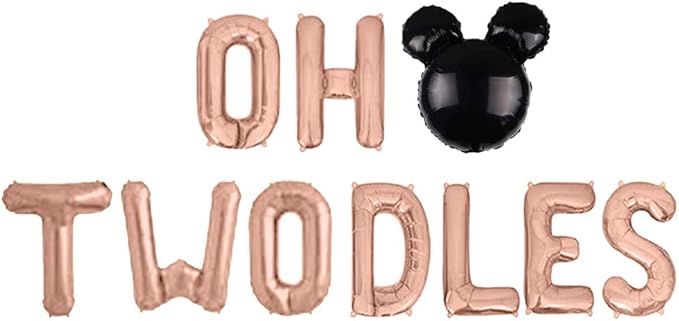 Oh Twodles 2nd Birthday Party Decorations for Themed of Mouse for Girl Boy Oh Twodles Birthday Party Supplies Decorations Set Of 12PCS Kit (Rose Gold)
