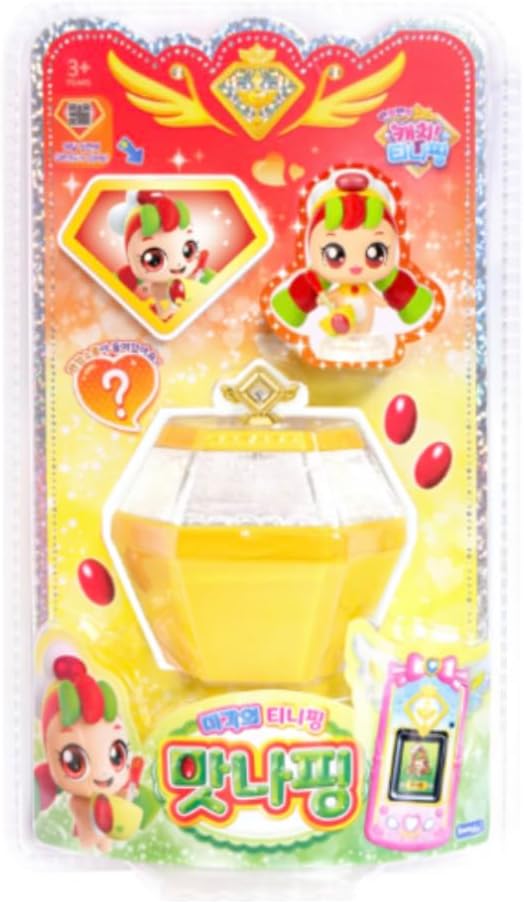 Catch Teenieping Cute Figure Cube with Accessories and Stickers – Transformable Collectible Toy with QR Medal and Display Stand (Yummyping 맛나핑)