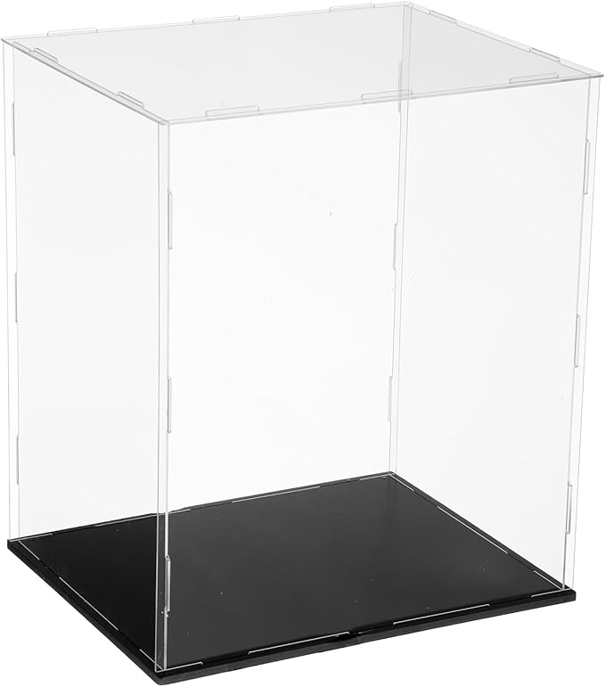 uxcell Acrylic Clear Display Case for Collectibles Self-Assemble Display Clear Boxes with Black Base Dustproof Countertop Storage Box for Collectibles Action Figure, 9.8 x 7.9 x 11.8 Inch