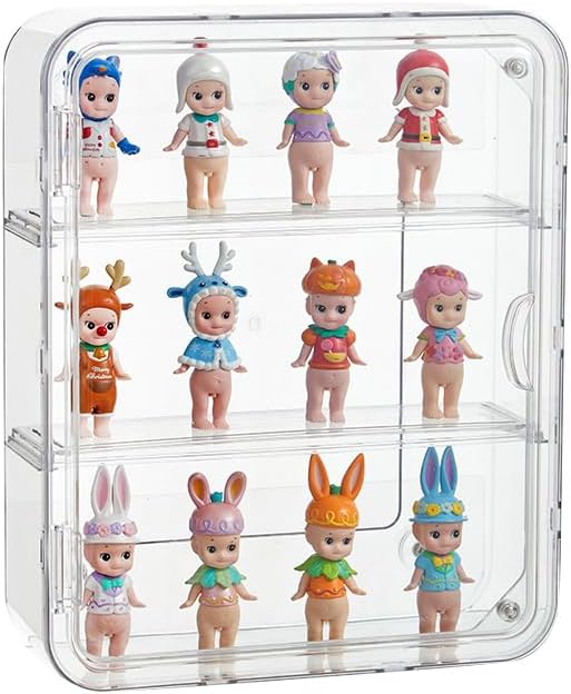 3 Tiers Clear Display Case for Figures, Acrylic Storage Organizers Box with Magnetic Door, Wall-Mounted Dustproof Showcase for Collectibles Action Figure