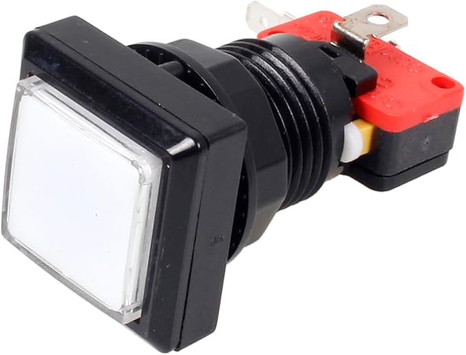 EG Starts 10x Arcade Square Shape LED Illuminated Push Button with Micro Switch Compatible for Arcade Machine Gaming Video Game Consoles Jamma Kit Parts 12V Lamp 33mm Buttons ( White Colour )