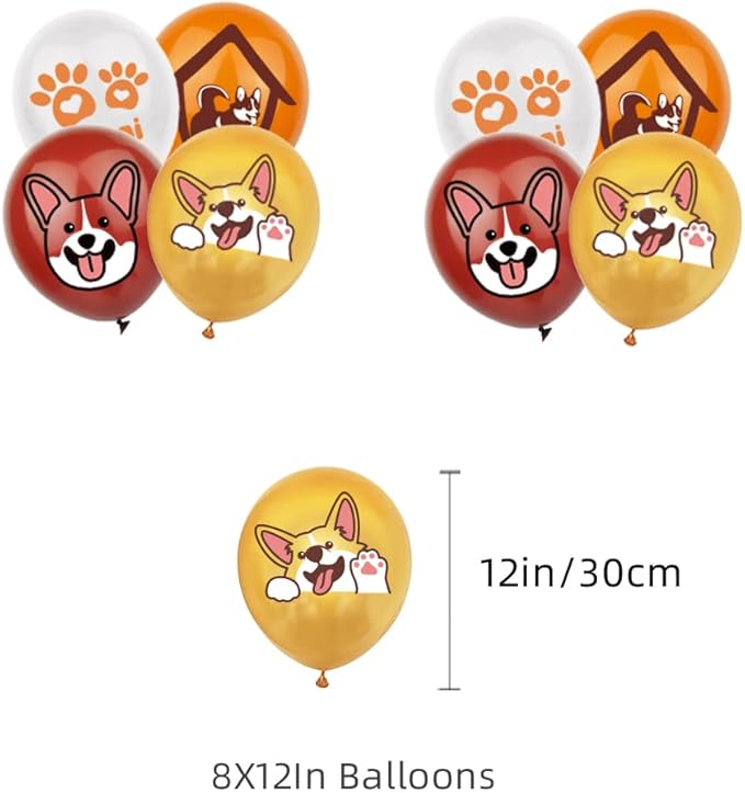 Corgi Birthday Party Decorations Backdrop Banner Photography Background Cute Corgi Theme Banner Balloons Cake Toppers Cupcake Toppers Pet Party Kit For Corgi Dog Birthday Party Supplies Decor