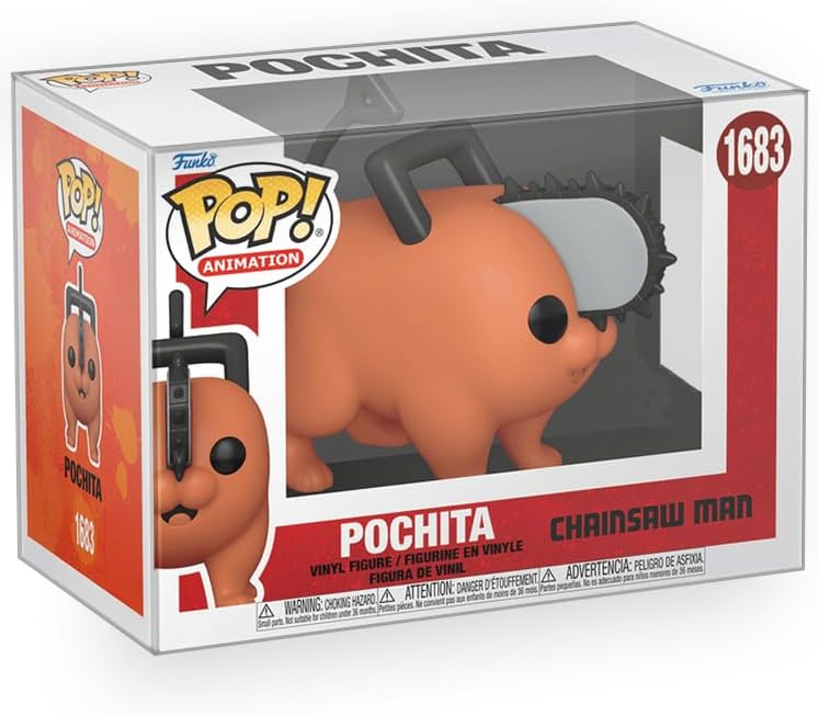 Pop Anime: Chain Saw Man - Pochita Standing Exclusive Vinyl Figure Bundled with Box Protector Compatible for Funko
