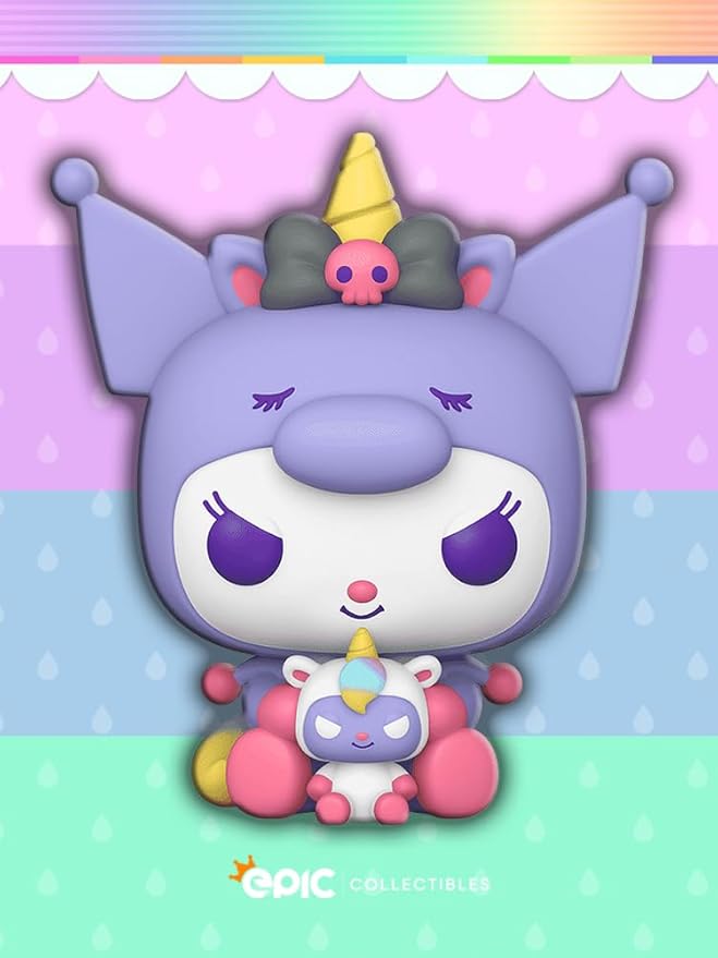 Hello Kitty and Friends - Kuromi Unicorn Party Vinyl Figure Collectibles Bundle with Compatible Funko Pop Box Protector