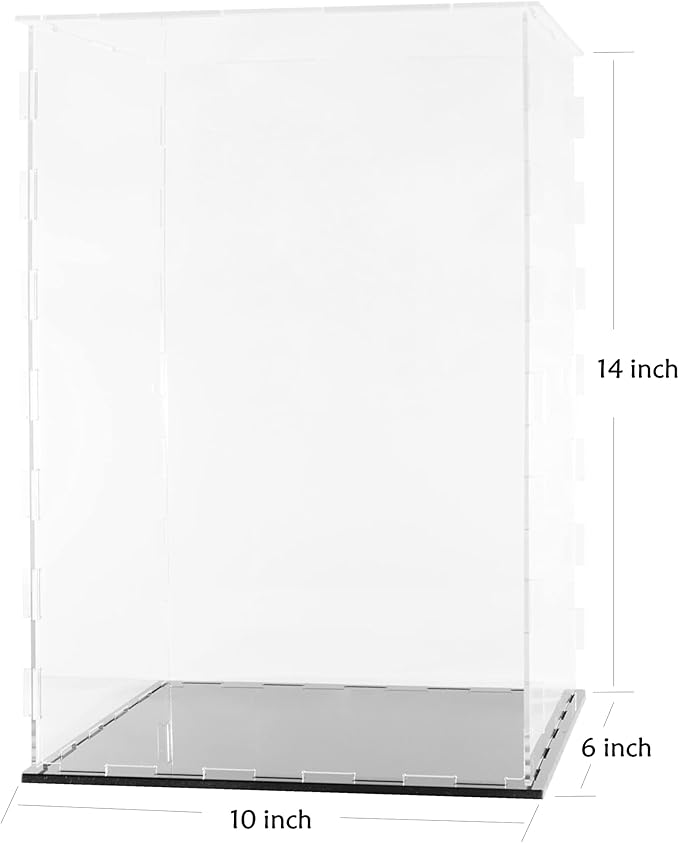 Clear Acrylic Display Case-Assemble Countertop Box for Display-Clear Display Box,Dustproof Protection Showcase for Toy Collectibles (10x6x14inch)