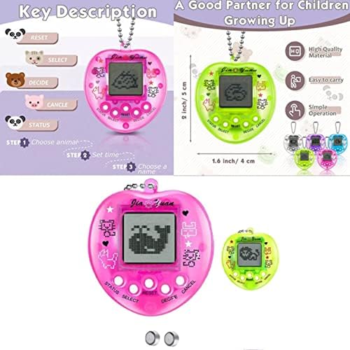 Virtual Electronic Digital Pets Keychain,2 Pcs Heart Shaped Mini Digital Electronic Virtual Pet Game,Multiple Pet Modes Easter Basket Stuffers