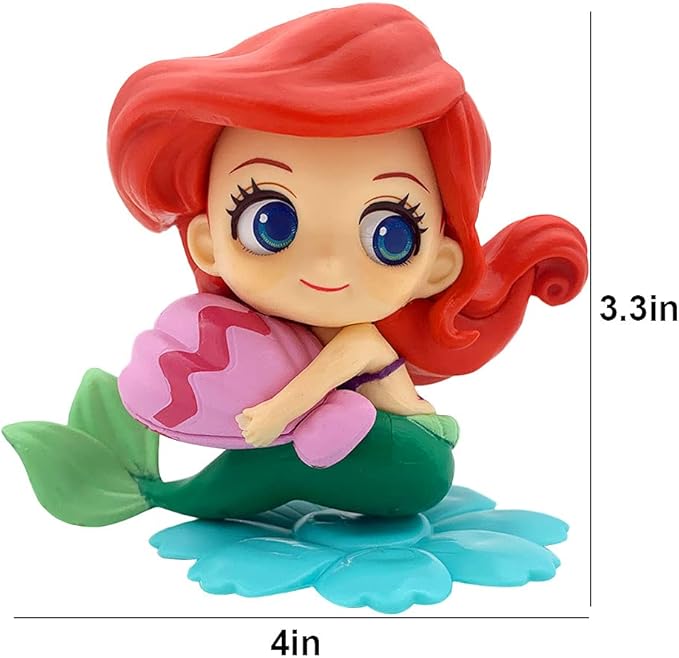 Little Mermaid Cake Topper with Seashells for Ariel Cake Decoration - Mermaid Figurines for Under the Sea Theme Princess Kids Birthday Party Supplies