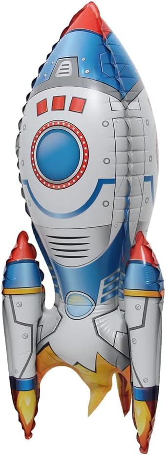 Inflatable Rocket spaceman astronaut Balloons Base Standing Rockets Foil Balloon Boys Space Theme Birthday Party Kids Inflatable Rocket Toys Decor (Selfstand Rocket)