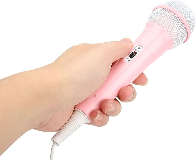 Zyyini Kids Wired Microphone, Pink, 3.5mm Jack, Portable, Lightweight, No Battery, Ideal for Kids Singing Machine, Karaoke, Storytelling, Pink