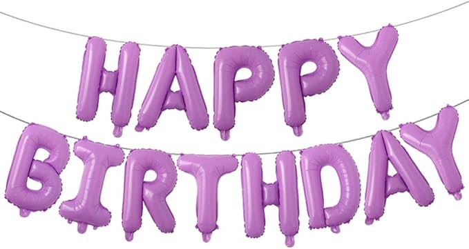 Happy Birthday Balloons, Aluminum Foil Banner Balloons for Birthday Party Decorations and Supplies (Purple)